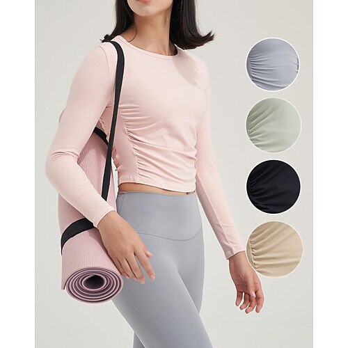 

Per donna Top yoga A pieghe Orlo irregolare Tinta unica Nero Rosa Elastene Yoga Fitness Corsa Maglietta Sport Abbigliamento sportivo Traspirante Traspirazione umidità Comodo Elasticizzato