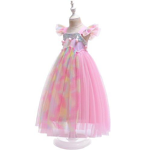

Fairytale Princess Unicorn Flower Girl Dress Tulle Dresses Tutus Girls' Movie Cosplay Cosplay Halloween Rosy Pink Dress Halloween Carnival Masquerade Polyester