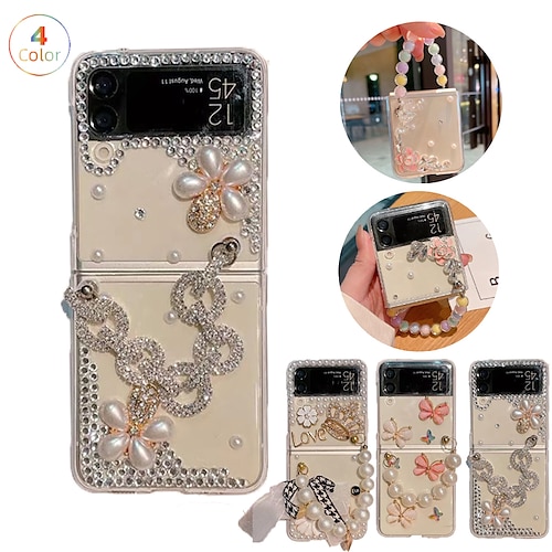 

teléfono Funda Para Samsung galaxia Funda Completa Z Flip 4 Z Flip 3 Portátil Diamantes Sintéticos Dar la vuelta Flor Diamante de cristal ordenador personal