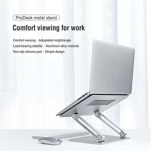 

NILLKIN Aluminum Alloy Laptop Holder Laptop Stand for Desk Adjustable Laptop Stand Aluminum Silica Gel Foldable All-In-1 Adjustable Laptop Holder Compatible with Macbook Kindle