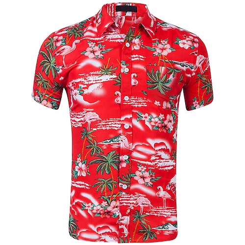 

Per uomo Camicia Camicia hawaiana Camicia con bottoni Camicia estiva Maglietta informale Nero Giallo Vino Rosso Blu marino Manica corta Albero di cocco Stampe astratte fenicotteri Collo ripiegabile