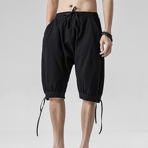 

Herre Linneshorts Sommer shorts Strandshorts Capri bukser Lomme Snørelukning Elastisk Talje Vanlig Calf-længde Afslappet Daglig I-byen-tøj hør / bomuldsblanding Gade Stilfuld Sort Lyserød Uelastisk