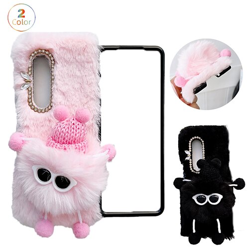 

Phone Case For Samsung Galaxy Flip Z Fold 4 Z Fold 3 Rhinestone Flip Full Body Protective Plush Plush PC