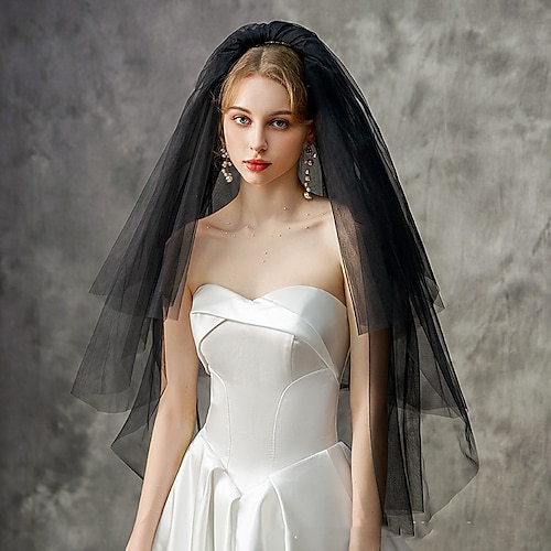 

3 strati Moda / Classico Veli da sposa Velo corto (ai gomiti) con A balze / Colore Puro Tulle