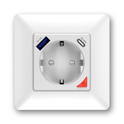 

WiFi Smart Socket 16A EU MOES/Tuya APP Remote Control Power Plug Outlet Timing Function Fast Charge USB Type-C Voice Control Alexa Google Home for Daily / Living Room