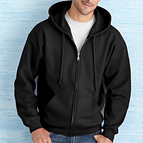 

Herren Kapuzenshirt mit durchgehendem Reißverschluss Jacke Sweatjacke Schwarz Weiß Rote Marineblau Königsblau Mit Kapuze Glatt Zip Tasche Sport Natur Täglich Ausgehen Baumwolle Aktiv Strassenmode