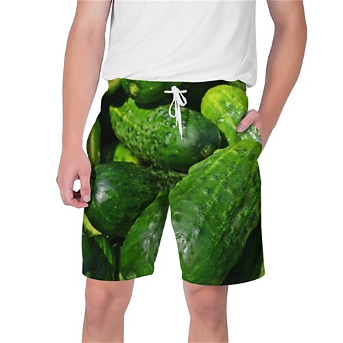 

Men's Shorts Beach Shorts Drawstring Elastic Waist 3D Print Graphic Color Block Breathable Soft Short Casual Daily Holiday Streetwear Hawaiian Green Light Grey Micro-elastic