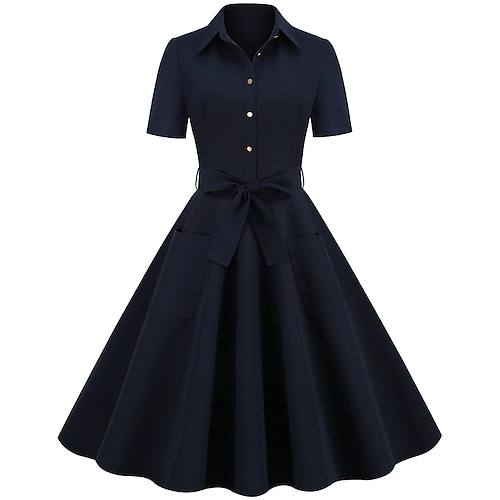 

Audrey Hepburn Retro Vintage 1950s Vintage Dress Cocktail Dress Swing Dress Flare Dress Women's Costume Vintage Cosplay Party / Evening Short Sleeve Dress Masquerade