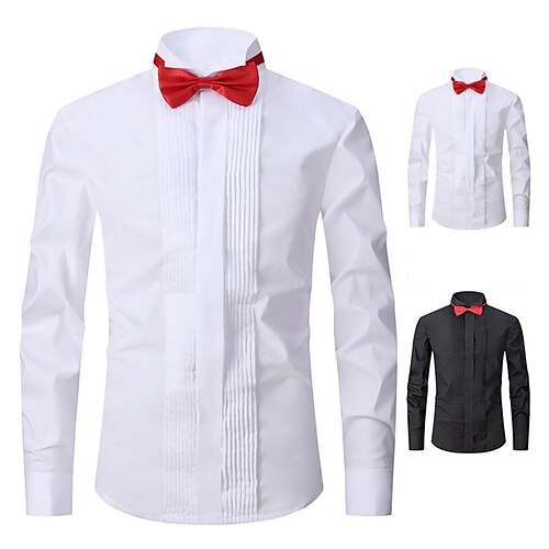 

Homme Chemise de bal Chemises de smoking Noir Blanche manche longue Plein Col Mao Printemps Automne Mariage Soirée Vêtement Tenue