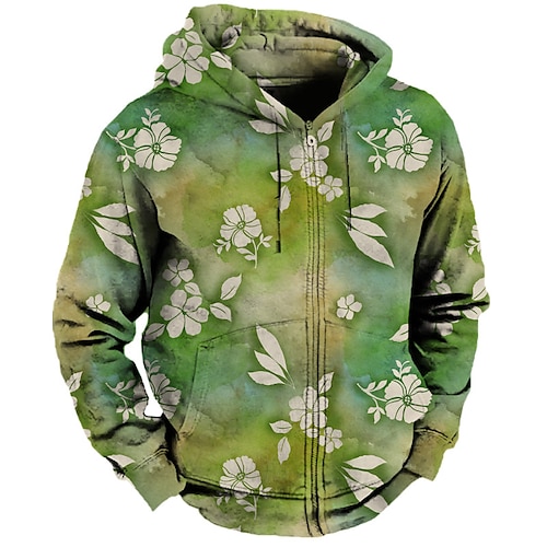 

Hombre Sudadera con capucha y cremallera completa Chaqueta Verde Trébol Con Capucha Estampados Flor Cremallera Estampado Deporte Diario Deportes Impresión 3D Ropa de calle Design Casual Primavera