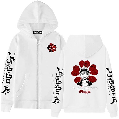 

Inspired by Black Clover Asta Anime Cartoon Manga Anime Front Pocket Graphic Outerwear For Men's Women's Unisex Adults' Hot Stamping 100% Polyester Street Daily