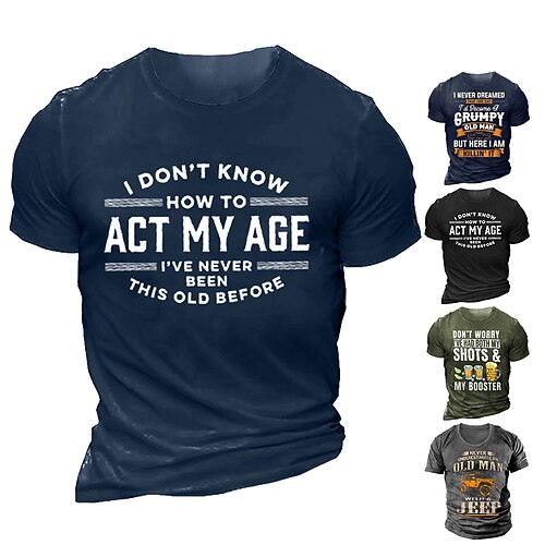 

Men's T shirt Tee Graphic Letter Crew Neck A B C D E 3D Print Outdoor Casual Short Sleeve Print Clothing Apparel Vintage Fashion Classic Comfortable