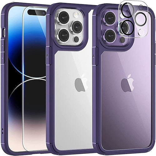 

[5 in 1]Phone Case For Apple iPhone 14 Pro Max Plus with 2 Pack Screen Protector 2 Pack Camera Lens Protector Scratch Resistant Drop Bumper Frame