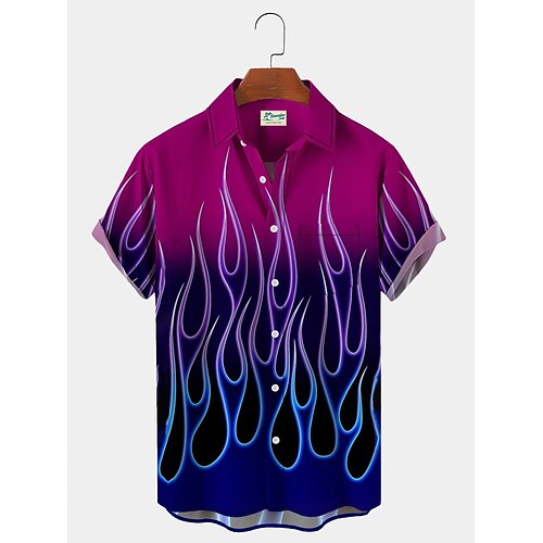 

Flame Men's Gradient Hawaiian Short Sleeve Shirt