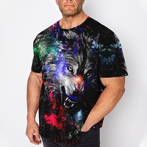 

Per uomo Plus Size maglietta Grande e alto Pop art Girocollo Manica corta Primavera estate Essenziale Vintage Di tendenza Streetwear Informale Sport Top