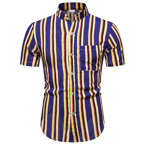 

Per uomo Camicia Camicia con bottoni Camicia estiva Maglietta informale Giallo Rosa Blu reale Blu Azzurro cielo Maniche corte Banda Collo ripiegabile Esterno Per uscire Pulsante Abbigliamento