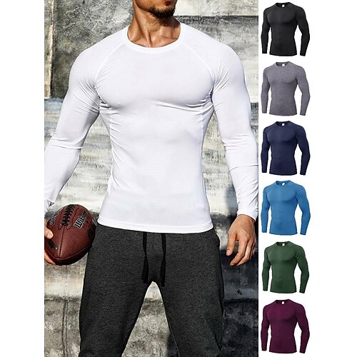 

Per uomo T-shirt Compressione T-shirt da corsa Manica lunga Livello Base Sportivo Athleisure Elastene Traspirante Asciugatura rapida Morbido Corsa Jogging Addestramento abbigliamento sportivo