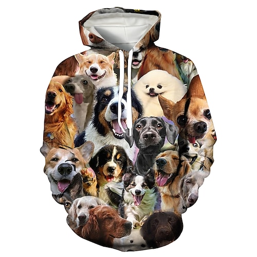 

Animal Chien Chiot Sweat à capuche Dessin Animé Manga Animé Poche avant Art graphique Sweat à capuche Pour Homme Femme Unisexe Adulte Impression 3D 100 % Polyester