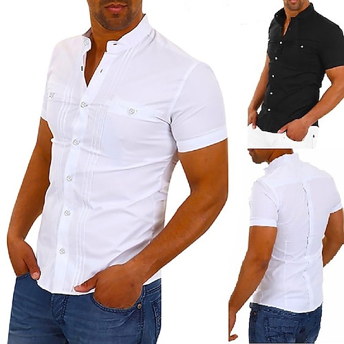 

Herre Skjorte Button Up skjorte Sommer skjorte Casual skjorte Sort Hvid Kortærmet Vanlig Aftæpning Gade Ferierejse Knap Tøj Tropisk Mode Komfort