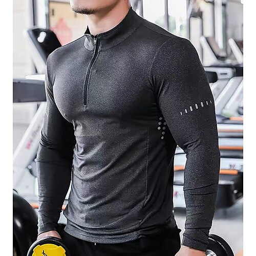 

Per uomo T-shirt Compressione T-shirt da corsa Mezza Zip Manica lunga Livello Base Sportivo Inverno Elastene Traspirante Asciugatura rapida Traspirazione umidità Allenamento in palestra Corsa