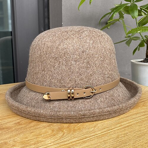 

Hatte Poly / bomuldsblanding Bowler- / Cloche-hat Bøllehat Fedora Afslappet Ferie Vintage Stil Elegant Med Kombination Ren Farve Medaljon Hovedbeklædning