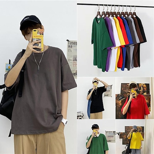 

summer super hot ins hong kong style short-sleeved t-shirt men's loose simple student class service korean version half-sleeved bf top clothes
