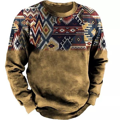 

Men's Sweatshirt Pullover Army Green Navy Blue Brown Gray Crew Neck Tribal Graphic Prints Print Daily Sports Holiday 3D Print Basic Streetwear Designer Spring Fall Clothing Apparel Hoodies