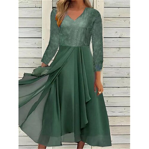 

Women's Casual Dress Swing Dress Midi Dress Navy Blue Green Long Sleeve Floral Print Winter Fall Spring V Neck Fashion Daily 2023 S M L XL XXL 3XL 4XL 5XL