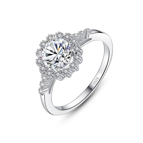

Giftering Bryllup Gammeldags stil Sølv S925 sterlingsølv Dyrebar Årgang Enkel 1 stk moissanite