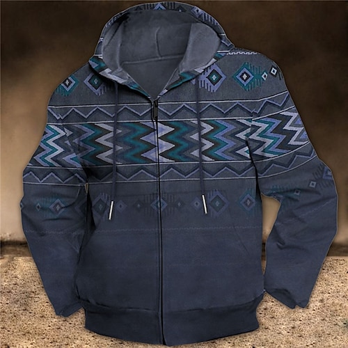 

Hombre Sudadera con capucha y cremallera completa Chaqueta Azul Piscina Morado Marrón Verde Trébol Gris Con Capucha Estilo Bohemio Estampados Cremallera Estampado Deporte Diario Deportes Impresión 3D