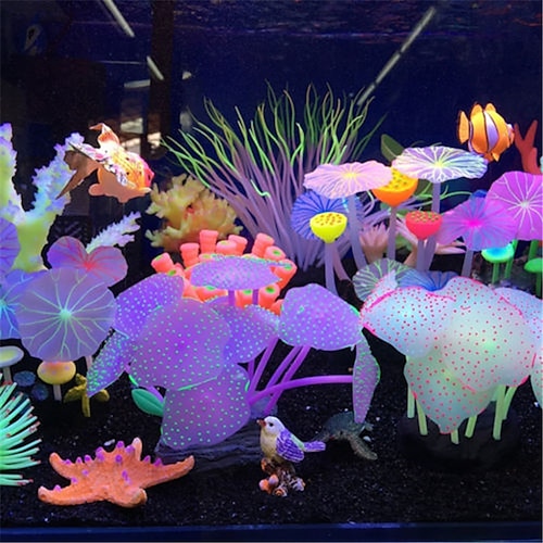 

11 folhas de silicone artificial tanque de peixes aquário coral planta ornamento animais de estimação água subaquática ervas daninhas acessórios de decoração