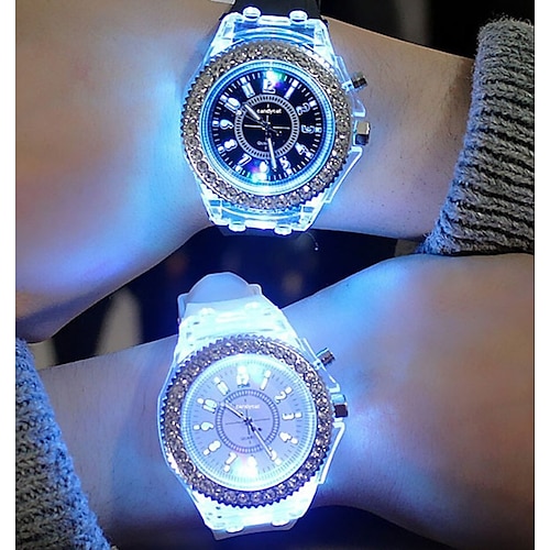 

LED Multicolour Light WristWatch Led Flash Luminous Watch Personality Trends Students Lovers Jellies Woman Men's Watches