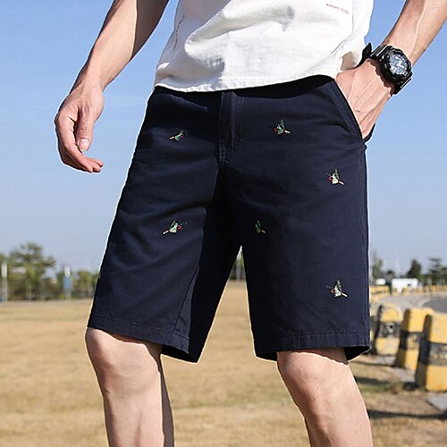 

Men's Cargo Shorts Shorts Multi Pocket Embroidery Comfort Breathable Knee Length Casual Daily Streetwear 100% Cotton Sports Fashion ArmyGreen Black Micro-elastic