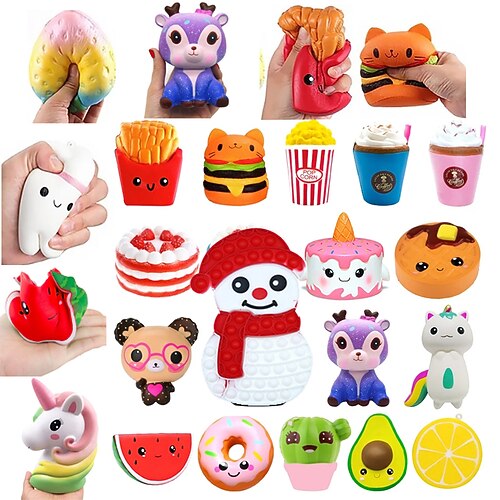 

Popcorn Cake Donut Squishy Slow Rising Squeeze Toys PU Simulation Snack Stress Stretch Kids Toy Party Birthday Festival Gift 8PCS