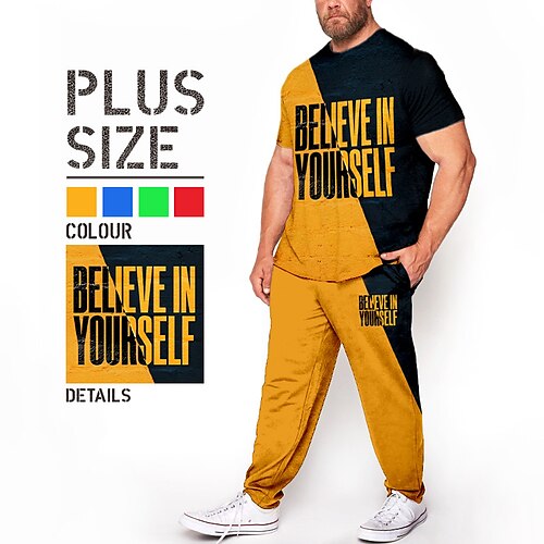 

Per uomo Plus Size T-shirt Grande e alto Color Block Girocollo Maniche corte Primavera estate Di tendenza Streetwear Informale Esterno Giornaliero Top