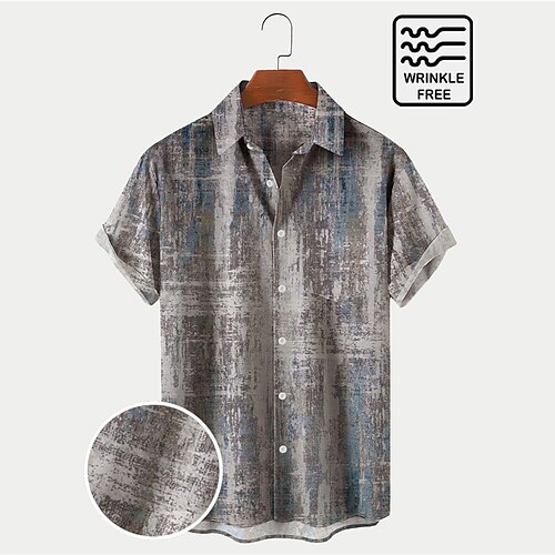 

Men's Shirt Graphic Prints Turndown Gray Outdoor Street Short Sleeves Button-Down Print Clothing Apparel Fashion Designer Casual Breathable