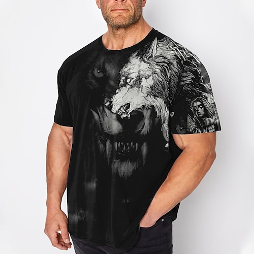 

Per uomo Plus Size maglietta Grande e alto Pop art Girocollo Manica corta Primavera estate Essenziale Vintage Di tendenza Streetwear Informale Sport Top