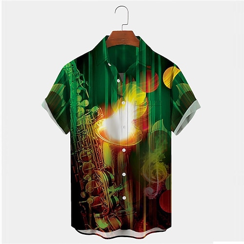 

Men'sShirtSummerHawaiianShirt Musical InstrumentGraphicPrintsTurndownOutdoorStreetShortSleevesButton-DownPrintClothingApparelTropicalFashionDesignerHawaiian