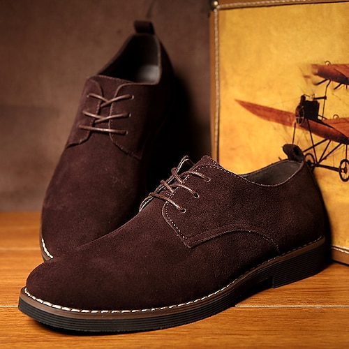 

Men's Oxfords Dress Shoes Casual British Outdoor Daily Walking Shoes Suede Black Blue Brown Fall Spring