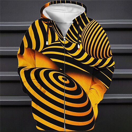 

Men's Full Zip Hoodie Jacket Pink Red Blue Orange Green Hooded Optical Illusion Graphic Prints Zipper Print Sports Outdoor Daily Sports 3D Print Streetwear Designer Casual Spring Fall Clothing