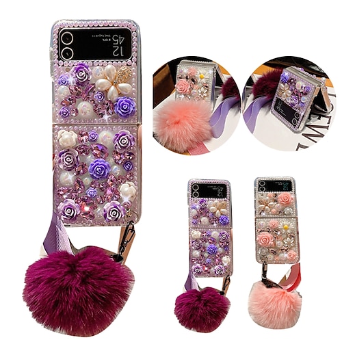 

telefon Etui Til Samsung Galaxy Flip Etui Z Flip 4 Z Flip 3 Bærbar Vend Helkropsbeskyttelse Blomst Krystal diamant PC