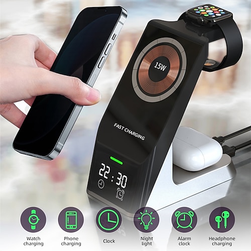

Wireless Charger 15 W Output Power 1 Port Wireless Charging Stand Fast Wireless Charging Magnetic for Multiple Devices For Apple Watch Cellphone Smart Watch 1 PCS