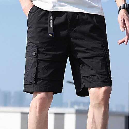 

Men's Cargo Shorts Shorts Hiking Shorts 6 Pocket Plain Comfort Breathable Knee Length Casual Daily Streetwear 100% Cotton Sports Fashion ArmyGreen Black Micro-elastic