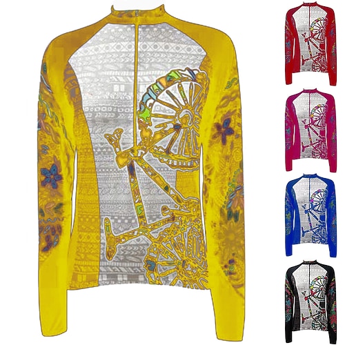 

21Grams Women's Cycling Jersey Long Sleeve Bike Top with 3 Rear Pockets Mountain Bike MTB Road Bike Cycling Breathable Quick Dry Moisture Wicking Reflective Strips Yellow Red Blue Graphic Spandex