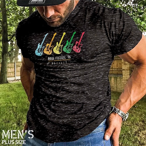 

Herre Plusstørrelser T-shirt Stor og høj Grafisk Rund hals Kortærmet Forår sommer Basale Årgang Mode Gade Afslappet Sport Toppe