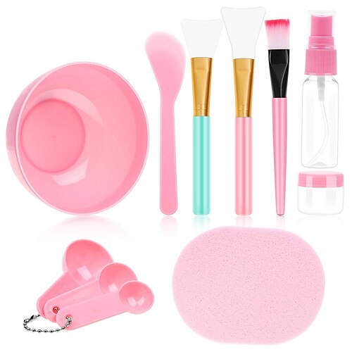 

masque facial bol à mélanger ensemble 11 pièces bricolage masque facial kit d'outils de mélange avec masque facial bol bâton spatule silicone brosse vaporisateur bouffée trempage jauges de bouteille