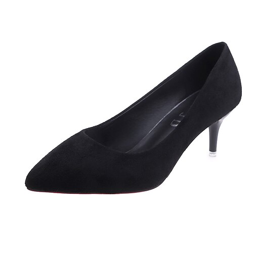 

Women's Heels Plus Size Work Daily Stiletto Heel Pointed Toe Elegant Casual Minimalism Satin Loafer Solid Color Black 5cm Black 7cm