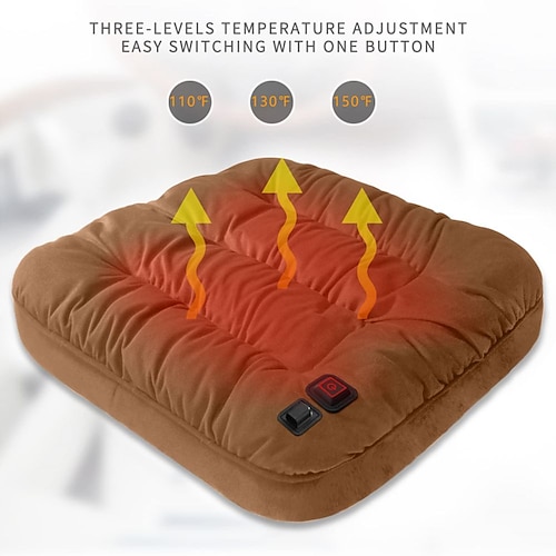 

Thicken Seat Cushion 18 x 18 Inch, Electric Heated USB Power, 3 Levels Fast Heating, Non-Slip Bottom, Portable Soft Office Chair Cushion for Warmer and Pain Relief