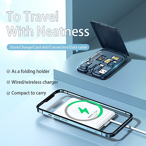 

Remax 6 in1 Wireless Charging Micro USB Lightning Type C Charge Cable Set Storage Box For iPhone Huawei Xiaomi With Box Holder