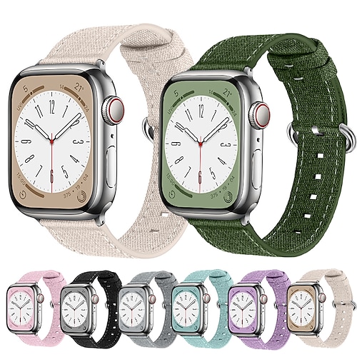 

Kompatibel med Apple Watch urrem 38mm 40mm 41mm 42mm 44mm 45mm 49mm Justerbar Åndbart Stof Udskiftning af urrem til iwatch Series Ultra 8 7 6 5 4 3 2 1 SE